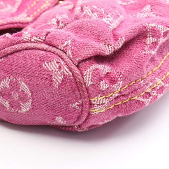 Louis Vuitton Pleaty Denim Handbag Fuchsia Pink Leather - Picture 8 of 8